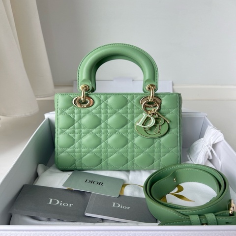 Dior經典戴妃四格 超美的牛油果色 搭配琺瑯扣