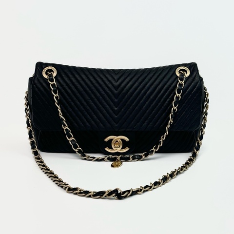 Chanel/香奈兒 cf黑金V紋 2015年 尺寸：25.5*15.5*6.5