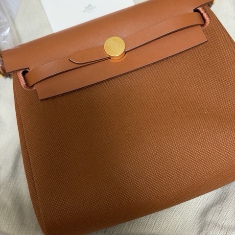 Hermès Mini Herbag 20 金扣｜咖啡色｜全新未使用