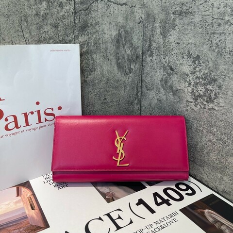 Ysl 手拿包 玫紅色 小牛皮