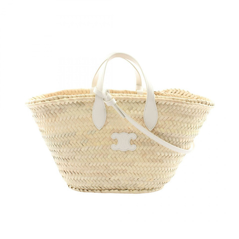 CELINE Teen Triomphe Pannier 2WAY 單肩包 L104F3E9501BC 皮革拉菲草米白色 新款 女士