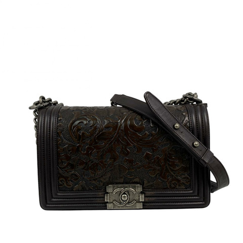 △ CHANEL 香奈兒 Brown Calfskin Boy Ruthenium-Finish Metal No.19 Shoulder Bag 啡色小牛皮鍍釕金屬No.19肩背包-267013474