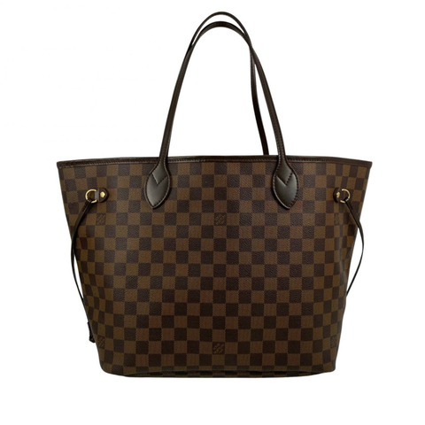△ LOUIS VUITTON 路易·威登 Brown Coated Canvas Damier Neverfull MM Tote Bag 啡色塗層帆布經典格紋托特袋-267014155