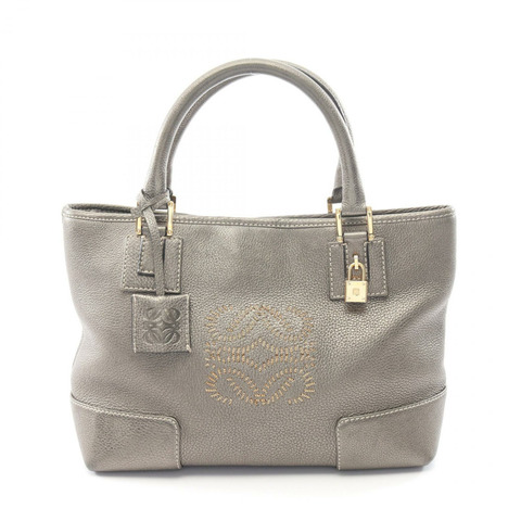 LOEWE Amazona Fusta 手提包，灰色皮革，二手女款