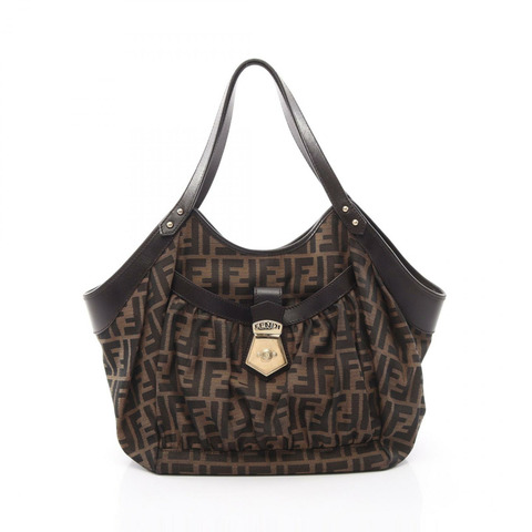 FENDI Zucca 單肩手提包，帆布皮革，米色、棕色、黑色，二手女款