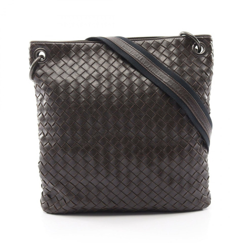 BOTTEGA VENETA 編織斜背包單肩包 皮革 棕色 二手 男士