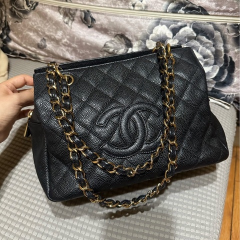 Chanel 黑金荔枝牛皮小號托特包ppt  尺寸約25cm