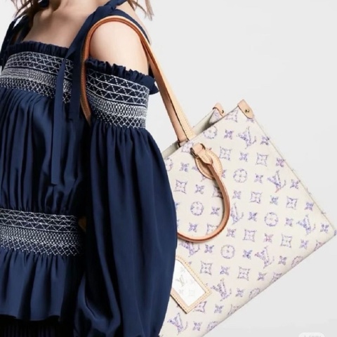 LV onthego中號限定航海系列 芯片款 帆布 34*26*15 95新 配件皮牌 塵袋