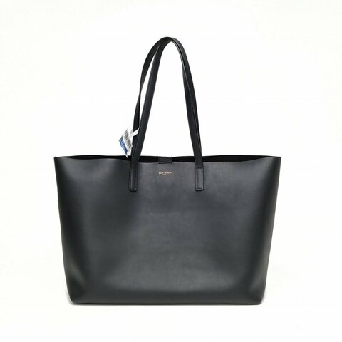 SAINT LAURENT 黑色牛皮金扣ShoppingBag子母袋托特包肩背包
