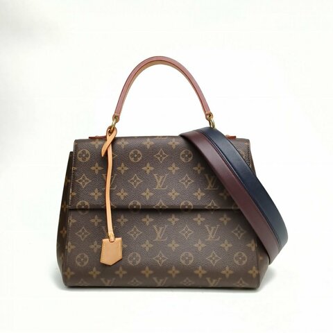 LOUIS VUITTON Cluny中號32老花PVC金扣2017肩背包