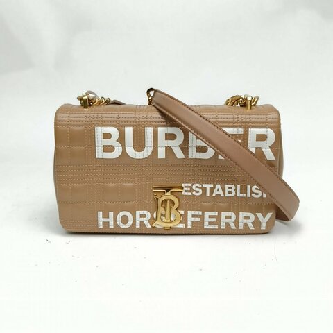 Burberry Lola蘿納包小號23奶茶色PVC肩背包