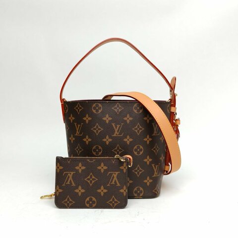 LOUIS VUITTON ALLINBB小號印花手袋塗層帆布老花PVC金扣晶片肩背包