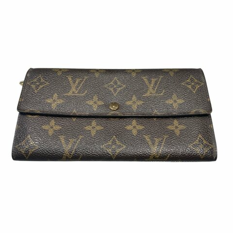 LOUIS VUITTON 路易威登  PORTEFEUILLE SARAH M61734 棕色 帆布 金釦