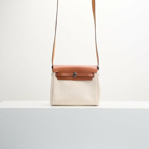 二手Hermès mini herbag zip 20金棕銀
