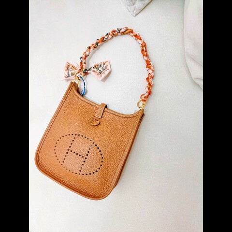 愛馬仕/Hermès 伊芙琳mini 金棕色金扣