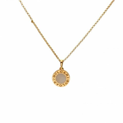 BVLGARI BVLGARI系列圓餅瑪瑙項鏈18K黃金/白貝母