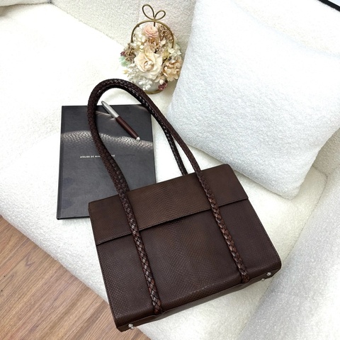 【赫蒂國際精品】Bally 棕色皮革編織復古手提袋 vintage
