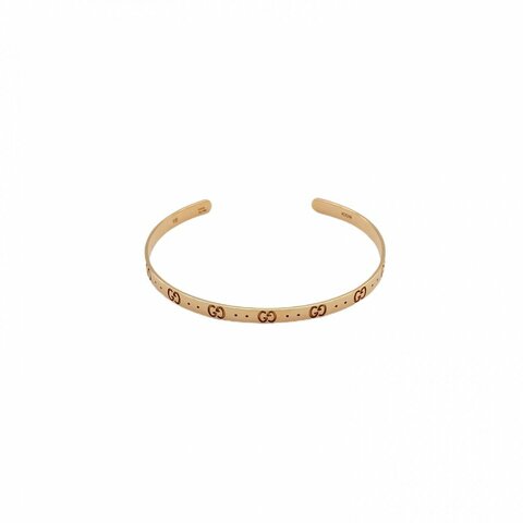 GUCCI 18K玫瑰金雙Glogo手鐲18k