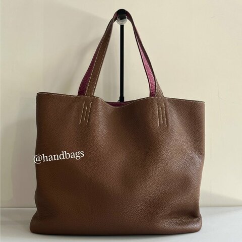 Hermes Double Sens 45 栗子色/ 托斯卡紫色 雙面 雙色 手提包 托特包