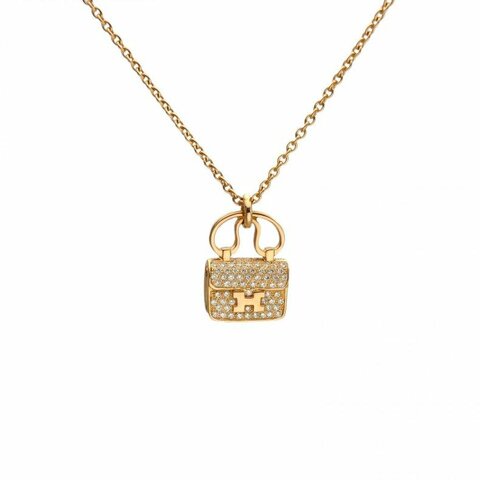 HERMES AmulettesConstance康康項鏈滿鑽老扣18K玫瑰金/鑽石