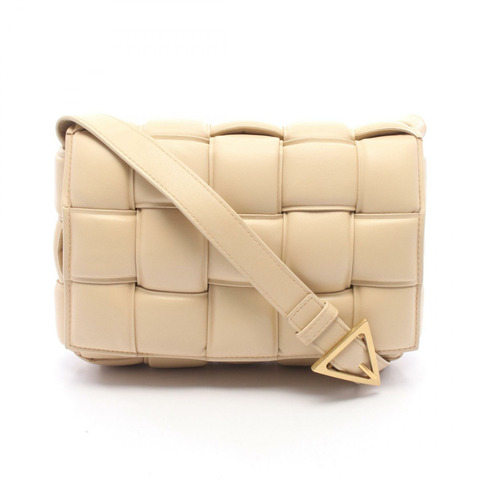 BOTTEGA VENETA 女士米色皮革卡帶肩挎包