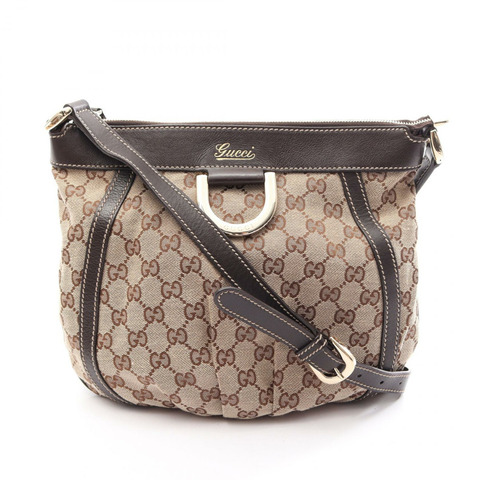 GUCCI Abbey GG帆布單肩斜背包 203257 帆布皮革 米色 二手
