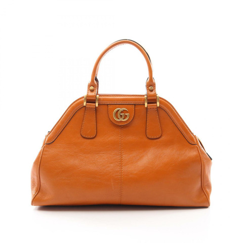 GUCCI REBELLE 中型托特手提包 516459 皮革 棕色 二手 女士 GG