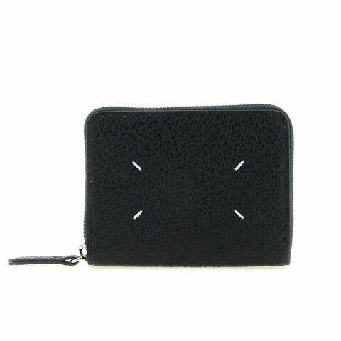 【Maison Margiela】Zip Small 四針 拉鍊 壓花小牛皮 卡夾 皮夾 短夾 零錢包 黑色 SA1UI0047P4455T8013