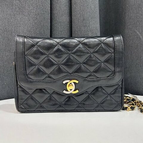 香奈兒/Chanel 黑金菱格迷你 鏈條肩背包