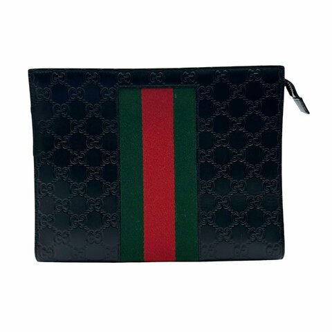 【美收精品】Gucci  黑色壓紋手拿包  C-740【隔月月中將轉賣至日本 上架期限30天】