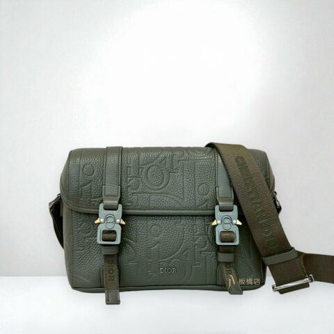 JS1534-DIOR 綠牛皮Hit the Road壓紋下蓋郵差包 1ESPO333LLG_H800