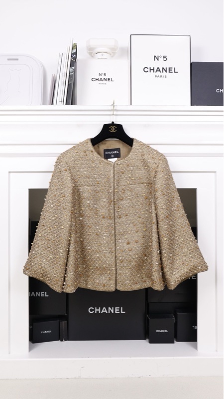 Chanel 12年孟买系列金色编织圆领阔型外套