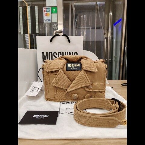 Moschino Tan Trench Details Biker Bag