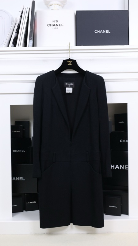 Chanel 09年黑色拉链两口袋长款外套