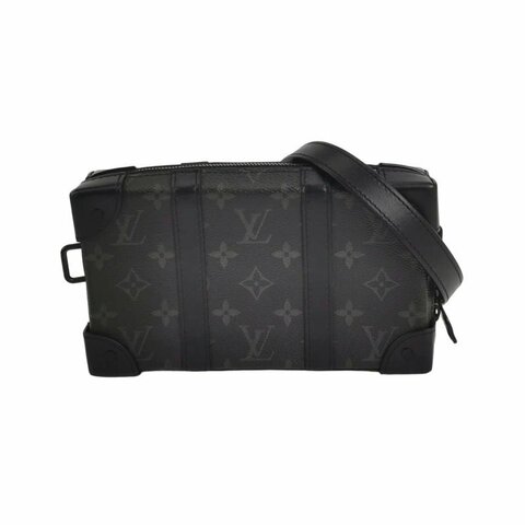 Louis Vuitton (LV) Trunk黑色牛皮Monogram印花斜背包單肩包晶片款