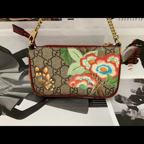古馳/Gucci  GG高級人造革Tian圖案印花