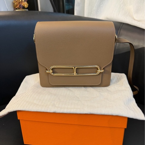 【撿漏價98新👍🏻全網最便宜💫】Hermes/愛馬仕 豬鼻子 19 威瑪灰 金釦