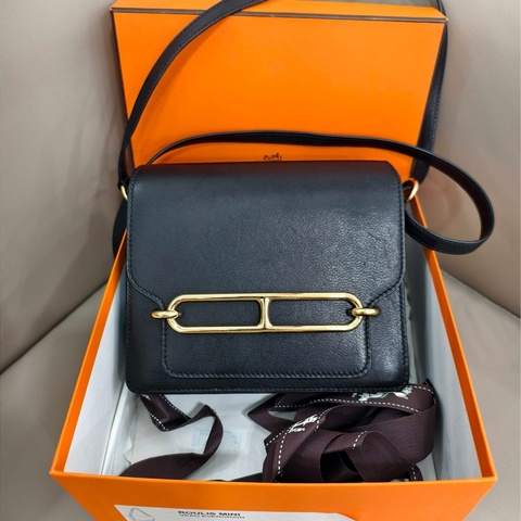 【撿漏價98新👍🏻全網最便宜💫】Hermes/愛馬仕 豬鼻子 19 黑色 金釦