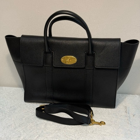 Mulberry 黑色手提斜挎包 底長32。