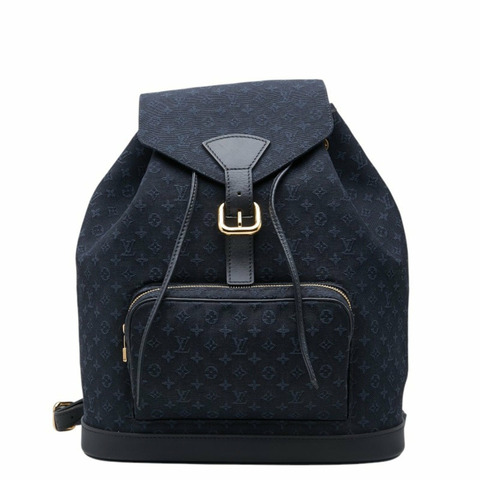 路易威登 Monogram Mini Montsouris GM 雙肩包 M92455 海軍藍帆布皮革 女士 LOUIS VUITTON