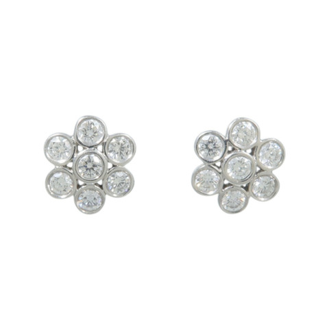 TIFFANY＆CO PT950鉑金Diamond Flower Earrings鑽石耳環