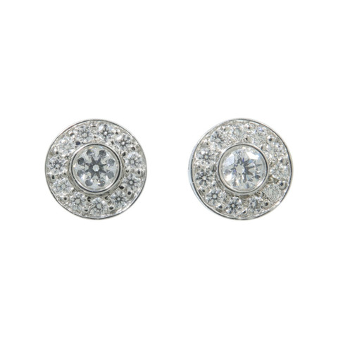 TIFFANY＆CO PT950鉑金Diamond Circle Earrings鑽石耳環