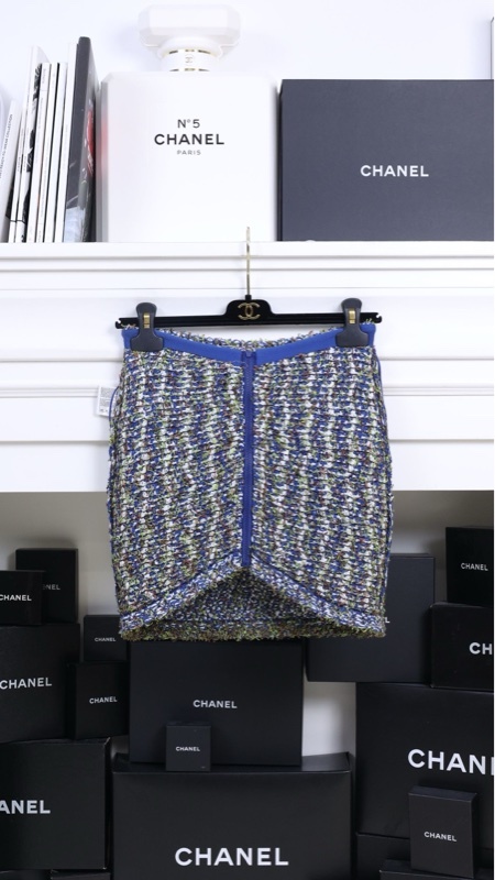 Chanel 15年蓝绿粗花呢半裙