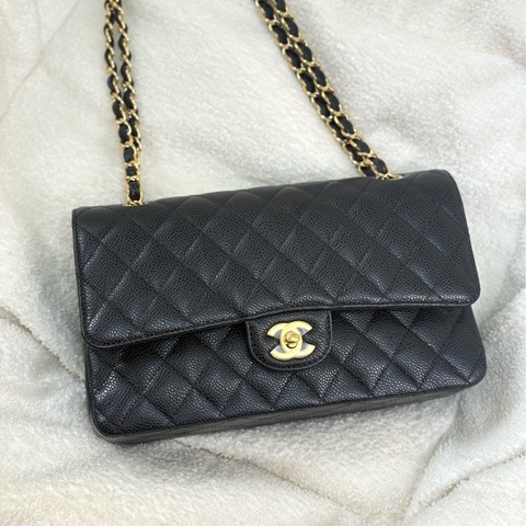 （全新閒置）Chanel Cf25黑金荔枝牛皮口蓋斜背包 ✨專櫃近四十萬