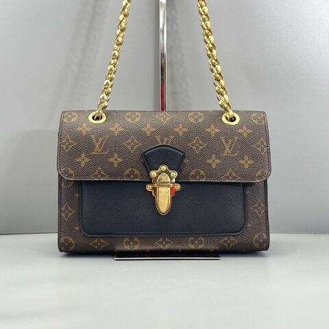 路易威登/Louis Vuitton 維多利亞鏈條包 老花拼黑