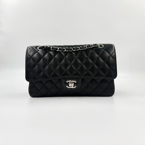 Chanel🖤黑銀荔枝牛皮coco25口蓋包A01112