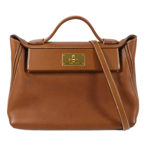 HERMES Barenia皮革24/24 29cm手挽肩背兩用袋Gold