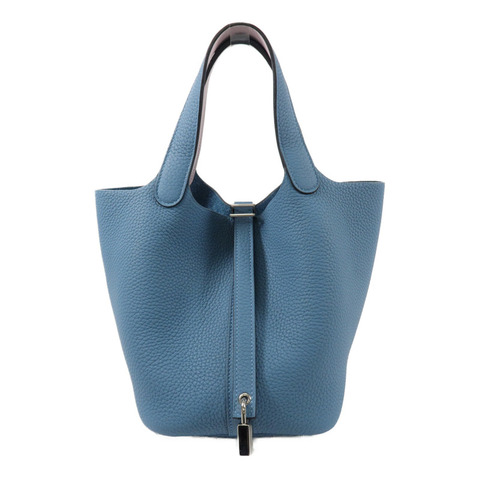 HERMES Clemence皮革Picotin PM手挽袋Bleu Jean