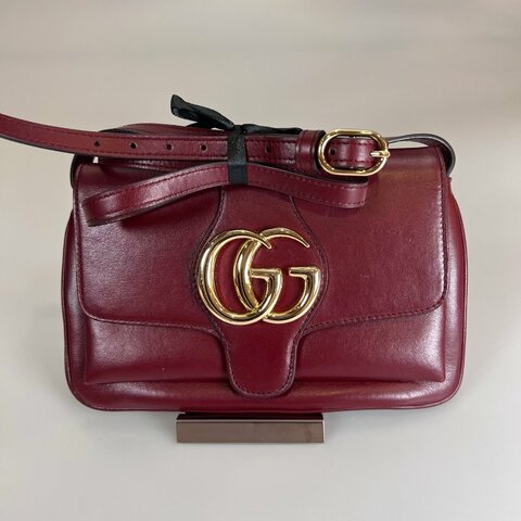 GUCCI 550129 酒紅皮革側肩包