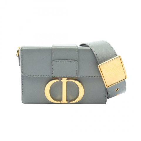 Christian Dior 30 MONTAIGNE Box 肩斜背包，灰色皮革，二手女款